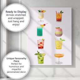 Colourful Summer Cocktail Drinks Collection Canvas Wall Art Print Decor Picture Ready To Hang - thumbnail 3