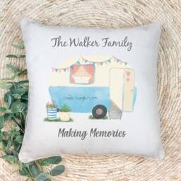 Outdoor Water Resistant Personalised Caravan Camping Cushion, Wedding Gift, Pillow, Making Memories, Family Holiday, Vintage - thumbnail 2