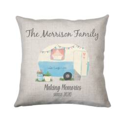 Outdoor Water Resistant Personalised Caravan Camping Cushion, Wedding Gift, Pillow, Making Memories, Family Holiday, Vintage - thumbnail 3