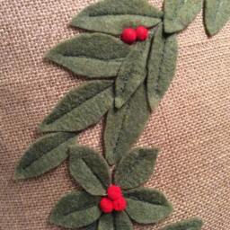 Burlap Christmas Wreath Pillow Cover Sage Green Felt 3D - thumbnail 4