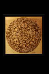 3D Wood Wall Art, Ethnic Motif Textured Decor, Black Frame - thumbnail 1