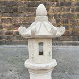 Japanese Pagoda Ornament Stone Lantern Sculpture Outdoor Garden Temple Decor Handcrafted Concrete Figurine Zen Gift - thumbnail 2