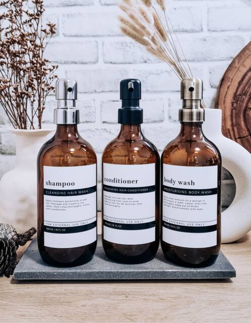 Amber Glass Bottle W High Quality Rust Proof Metal Pump Soap Dispenser - 500Ml Modern Minimalist Label Housewarming Gift, Christmas Gifts - image 1