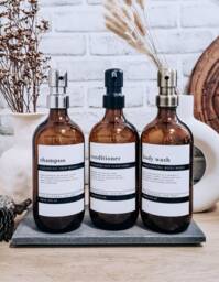 Amber Glass Bottle W High Quality Rust Proof Metal Pump Soap Dispenser - 500Ml Modern Minimalist Label Housewarming Gift, Christmas Gifts