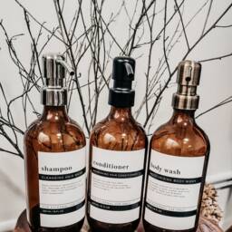 Amber Glass Bottle W High Quality Rust Proof Metal Pump Soap Dispenser - 500Ml Modern Minimalist Label Housewarming Gift, Christmas Gifts - thumbnail 4