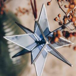 Blue Stained Glass Star Suncatcher - Moravian Window Hanging - thumbnail 3