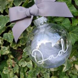 Memorial Christmas Tree Bauble, Feathers Appear When Angels Are Near Remembrance Personalised Decoration - thumbnail 3