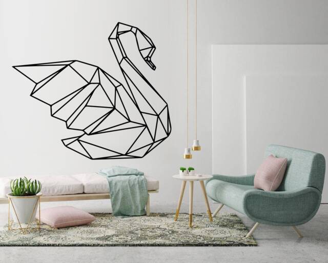 Geometric Swan Wall Decal Modern Animal Outline Art - image 1