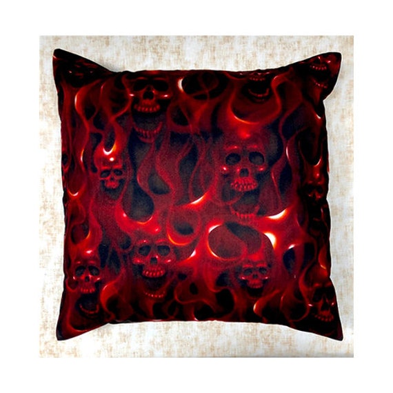 Awesome Design With Skulls in The Flames ~ Cushion Cover Fits An 18 - image 1