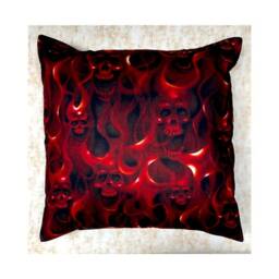 Awesome Design With Skulls in The Flames ~ Cushion Cover Fits An 18 - thumbnail 1