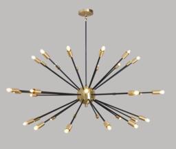 Brass Sputnik Chandelier Mid-Century Modern 36-Light Ceiling Fixture - thumbnail 1