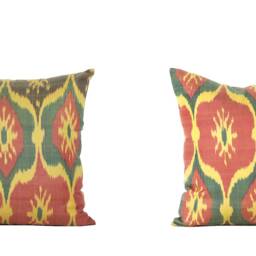 "Set Of 4 Pcs, Ikat Pillow Cover, Silk & Cotton Pillow, 19.88"" X 20.08" - thumbnail 2