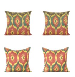 "Set Of 4 Pcs, Ikat Pillow Cover, Silk & Cotton Pillow, 19.88"" X 20.08" - thumbnail 1