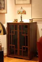 Walnut Wine Cabinet With Acrylic Glass Door