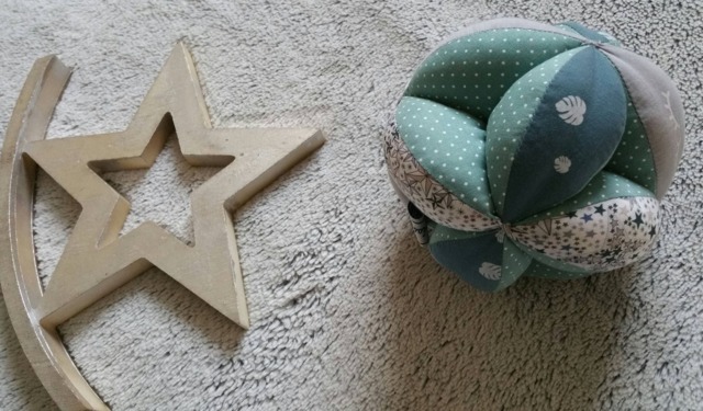 Montessori-style Grasping Ball With Bells in Liberty Adelajda & Eye Motif - Personalizable Your Little One's First Name - image 1