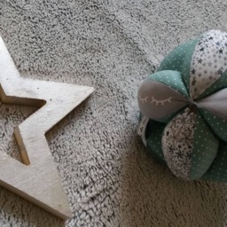 Montessori-style Grasping Ball With Bells in Liberty Adelajda & Eye Motif - Personalizable Your Little One's First Name - thumbnail 2