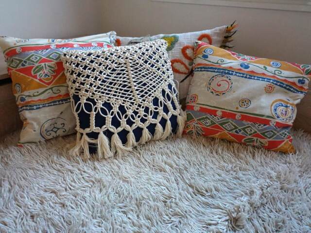 Macrame Pillow Cover Boho Decor, Ecru Cotton, 15.7''x15.7'' - image 1