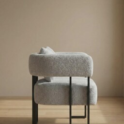 Grey Tub Chair Cozy Living Room Boucle Armchair - thumbnail 2