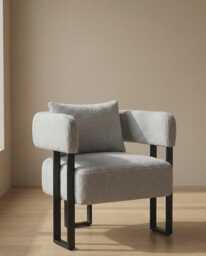 Grey Tub Chair Cozy Living Room Boucle Armchair - thumbnail 1