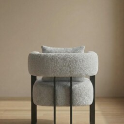 Grey Tub Chair Cozy Living Room Boucle Armchair - thumbnail 3