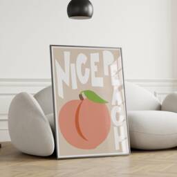 Nice Peach Print Wall Art, Fruit Print, Bathroom Toilet Art Poster, Funny Cute Retro 2587 - thumbnail 1