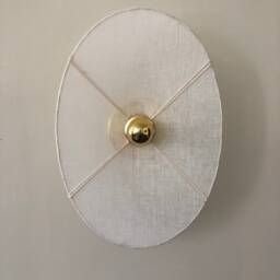 Bahia Fixed Oval Wall Light in Linen Veil - French Manufacture - thumbnail 2