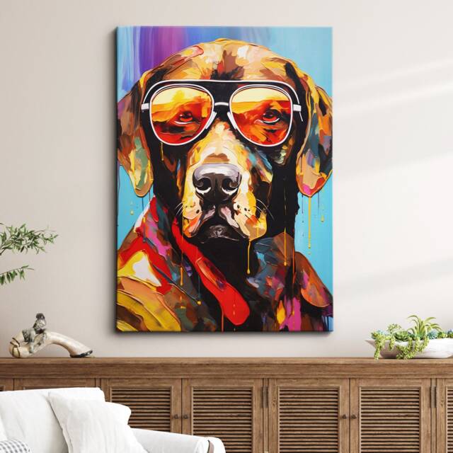Labrador Retriever Fun Animal Dog Pet Lover Abstract Oil Painting Wall Art Framed Canvas Poster Print Home Kitchen Living Room Decor Gift - image 1