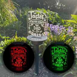 Personalised Bbq Grill Sign Led Garden Colour Changing Solar Light Stake - thumbnail 1