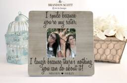 Personalized Sister Picture Frame Custom Wood Gift, Sisters Frame, Funny Sister Gift, Gift For - thumbnail 1