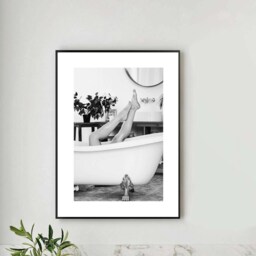 Set Of 3 Black & White Bathroom Prints Wall Art Print Home Decor Poster Soak Worries Away Relax Unwind Quote Legs in Bath - thumbnail 2