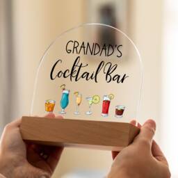 Personalised Cocktail Bar Led Light Sign Beech Wood Base, Custom Name - Uv595 - thumbnail 4