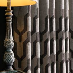 Gray Geometric Striped Curtain Panel Luxury Fabric Drape - thumbnail 4