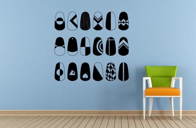 Set Of Eighteen Nail Art Design Salon Spa Beauty Shop Fashion Window Or Wall Car Vinyl Peal & Stick Removable Sticker Decal L1464 - image 1
