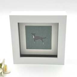 Whippet Fabric Picture, Grey Dog Home Decor, Sophie Allport - thumbnail 1