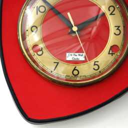 Retro Red Wall Clock - 25cm New Handmade Formica Mid Century Style Vintage French Gift Off The Clocks - thumbnail 4