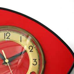 Retro Red Wall Clock - 25cm New Handmade Formica Mid Century Style Vintage French Gift Off The Clocks - thumbnail 3