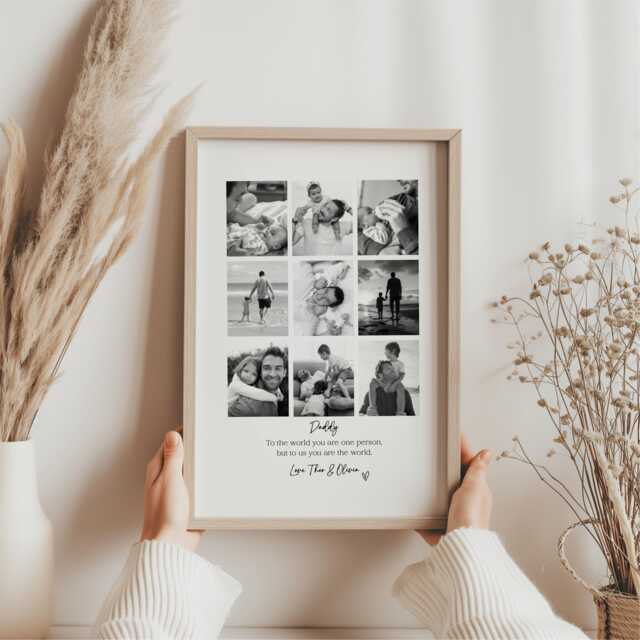 Daddy Personalised Collage Print Photo Frame, Picture Print, Dad Gift For Husband, Father Birthday Gift - image 1