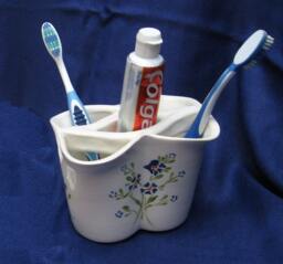 Toothbrush Holder, Ceramic Toothbrush Toothpaste Bathroom Set, Bathroom Accessories, White Ceramic Set Blue - thumbnail 1