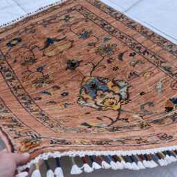 Hand-Knotted Afghan Wool Rug Floral Medallion, Boho Decor - 4.10x2.7 Ft - thumbnail 2