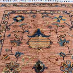 Hand-Knotted Afghan Wool Rug Floral Medallion, Boho Decor - 4.10x2.7 Ft - thumbnail 3