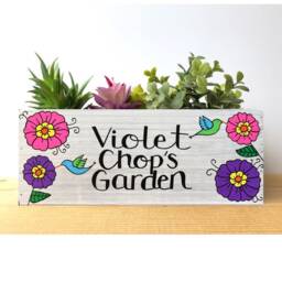 Personalized Hummingbird Planter Hand-Painted Succulent Garden Box - thumbnail 3