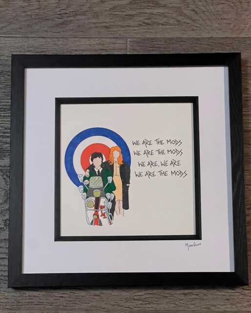 We Are The Mods Hand Drawn Original Framed Artwork With Quote From Film Quadrophenia Handwritten - image 1