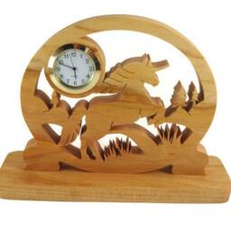 Unicorn Desk Or Shelf Clock Handmade From Cherry Wood Using A Scroll Saw By Kevskrafts - thumbnail 2