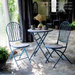 Mosaic Bistro Table & 2 Chairs Set - Garden Patio Outdoor Furniture, Alfresco - thumbnail 2