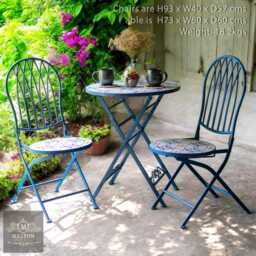 Mosaic Bistro Table & 2 Chairs Set - Garden Patio Outdoor Furniture, Alfresco - thumbnail 1