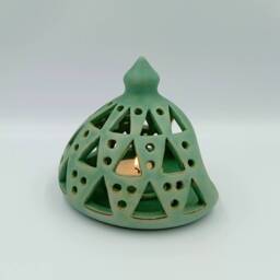 Greek Ceramics - Handmade Ceramic Tealight Holder Turquoise Candle Lantern - thumbnail 2
