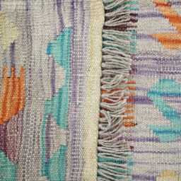 Multicolour Runner Rug, Handmade Artisan Afghan Turkish Scandinavian Navajo Bohemian Flatweave Wool Kilim 194x61 cm - thumbnail 3