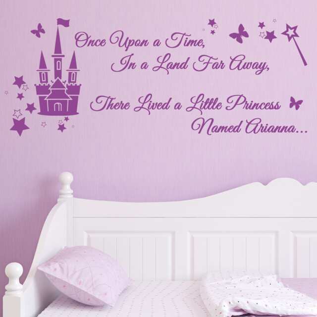 Personalized Princess Nursery Wall Decal Once Upon A Time Vinyl Sticker - image 1