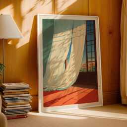 Japanese Morning Print, Hasui Kawase Inspired Art, Wall Japandi Decor, Serene Interior Scene - thumbnail 2