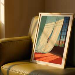 Japanese Morning Print, Hasui Kawase Inspired Art, Wall Japandi Decor, Serene Interior Scene - thumbnail 3